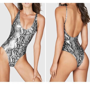 Bound by Bond Eye Australia Viva Metallic One Piece Swimsuit Whitesnake Size M